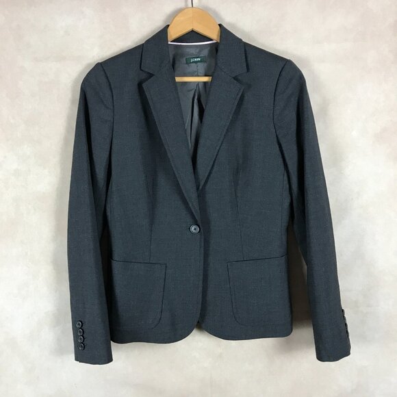 Women's J.CREW Charcoal Gray Vintage 1 Button Blazer Size 4 - SMALL - Picture 6 of 6